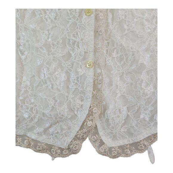 Vintage Ivory Lace Vest Size M David Hollis Collection Lined Tie Back - Picture 4 of 10